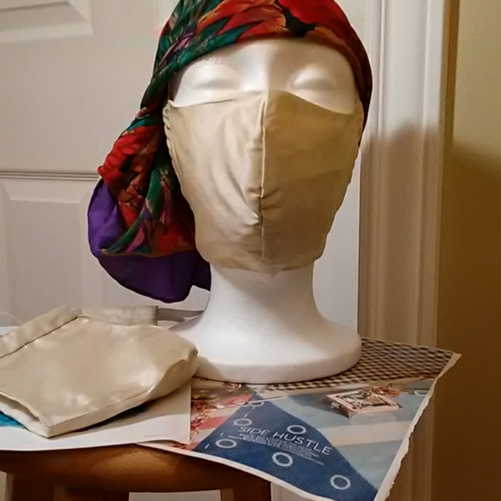 Custom Made 100% Silk Shantung Face Mask NWT